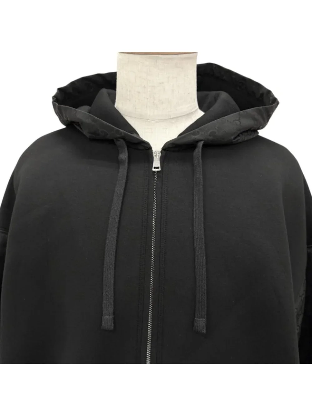 Gucci GG Canvas Contrast Zip Jacket Hoodie Black